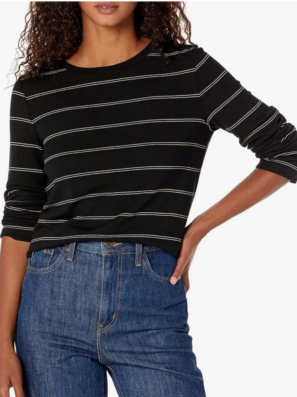 Vince Double Chalk Stripe Bracelet Sleeve Crew Size Small